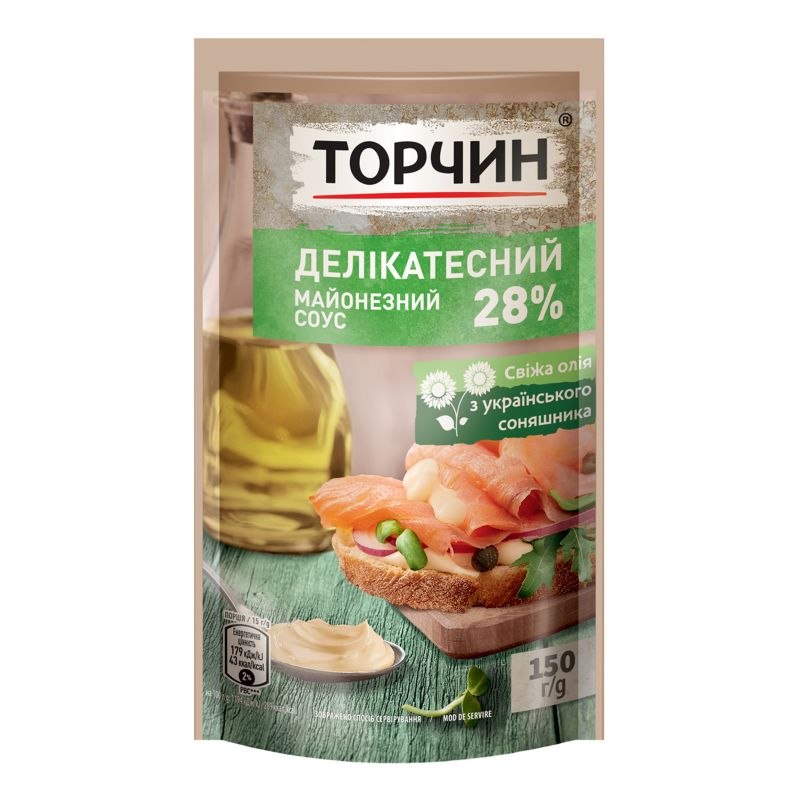 Соус майонез Торчин Делікатес 28% дойпак 150г